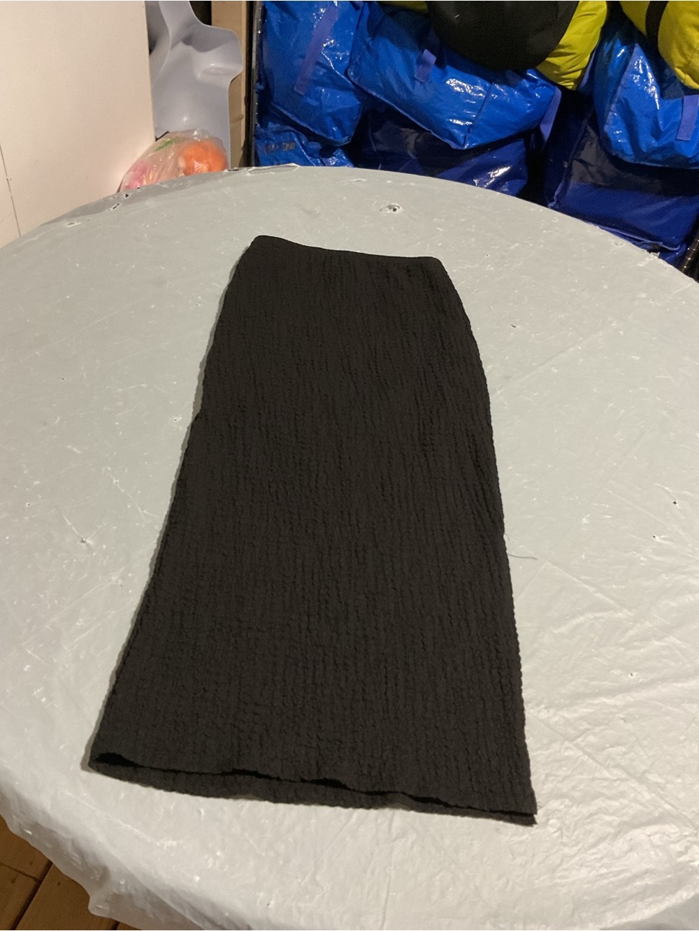 Classic Black Textured Midi Skirt - Unbranded